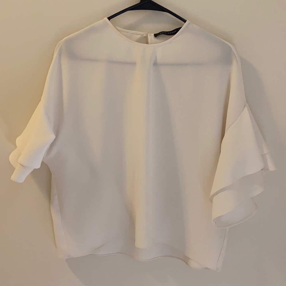 - Zara white puff sleeve blouse